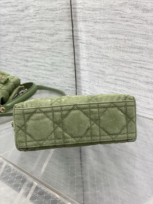 Dior Adiorable Top Handle Mini Bag Macrocannage Suede S1713OGY green Dior Adiorable Top Handle Mini Bag Macrocannage Suede S1713OGY green