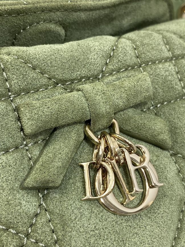 Dior Adiorable Top Handle Mini Bag Macrocannage Suede S1713OGY green Dior Adiorable Top Handle Mini Bag Macrocannage Suede S1713OGY green