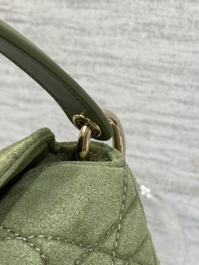 Dior Adiorable Top Handle Mini Bag Macrocannage Suede S1713OGY green Dior Adiorable Top Handle Mini Bag Macrocannage Suede S1713OGY green