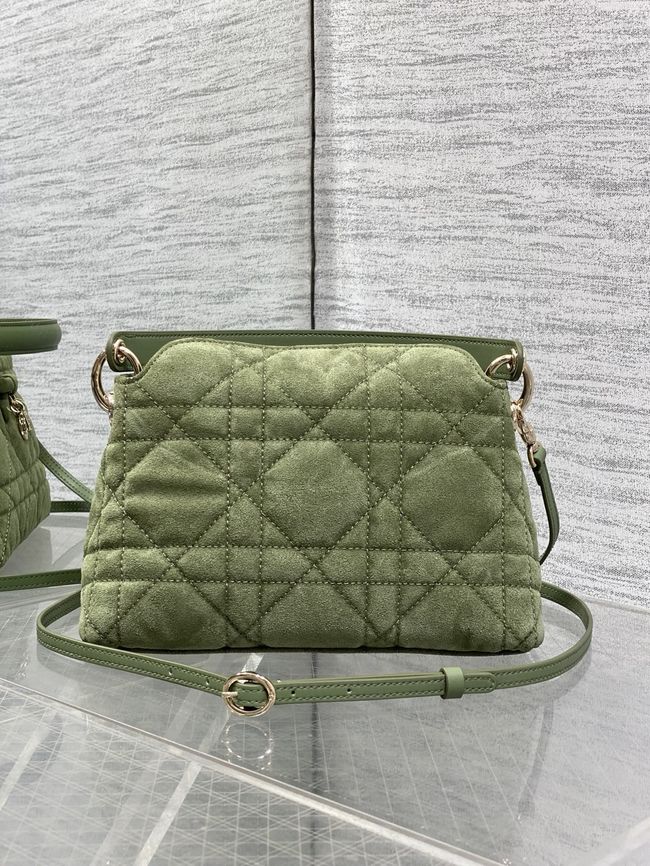 Dior Adiorable Top Handle Mini Bag Macrocannage Suede S1713OGY green Dior Adiorable Top Handle Mini Bag Macrocannage Suede S1713OGY green