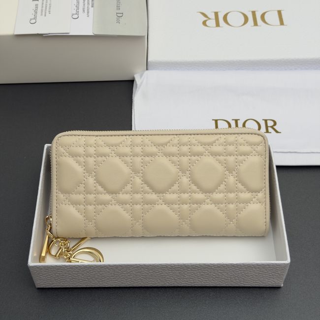 LADY DIOR LOTUS WALLET CANNAGE LAMBSKIN S0007 apricot