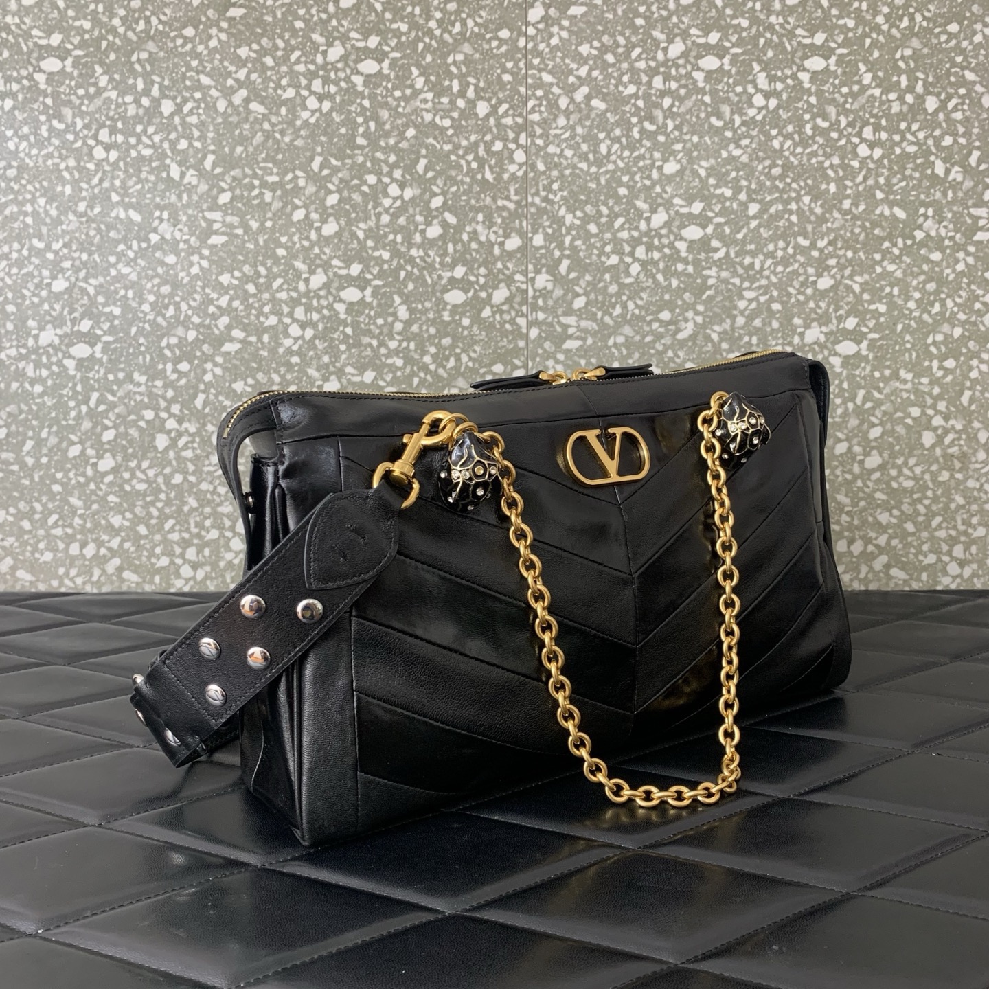 VALENTINO PANTHEA lambskin bag WB0S70 black VALENTINO PANTHEA lambskin bag WB0S70 black