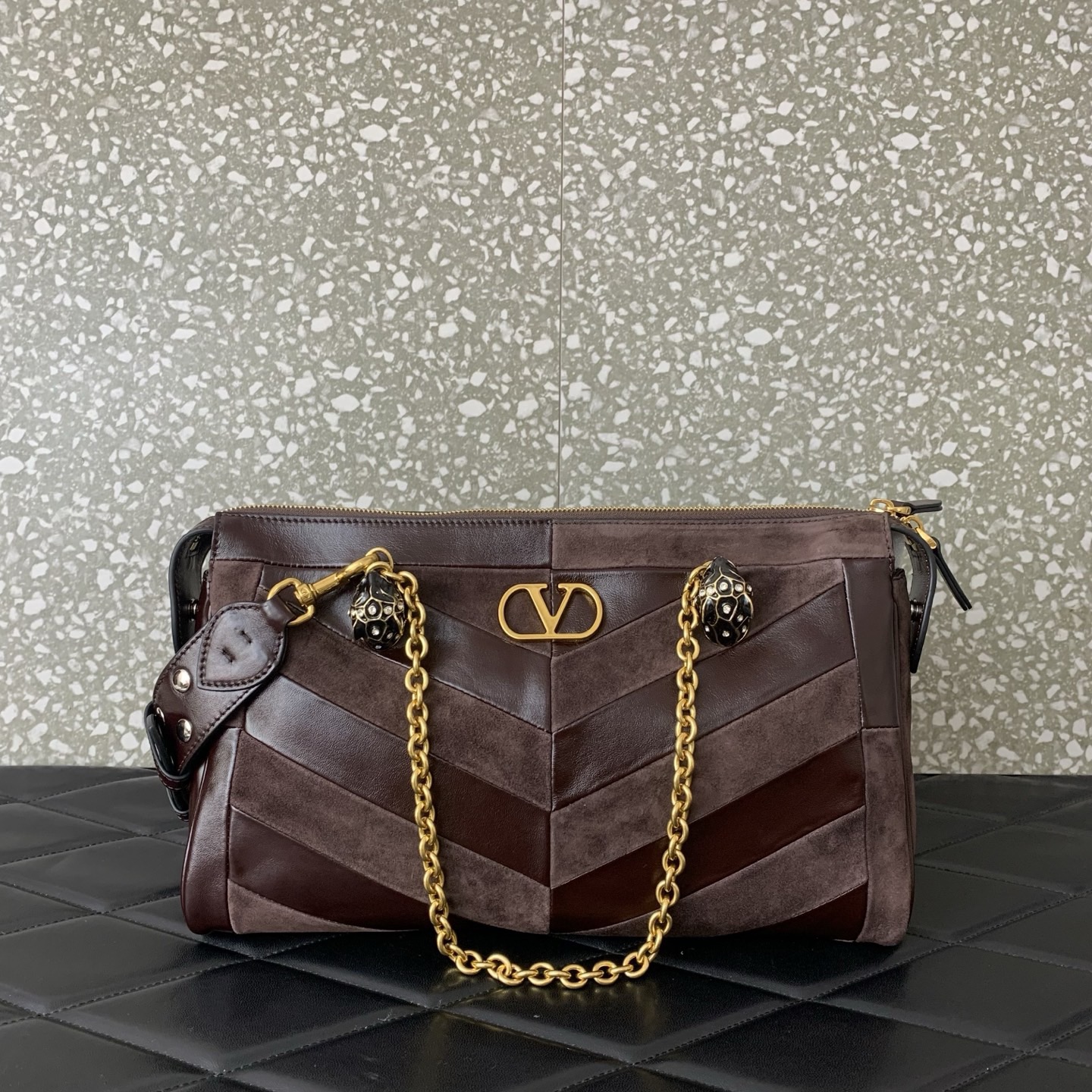 VALENTINO PANTHEA lambskin bag WB0S70 dark brown