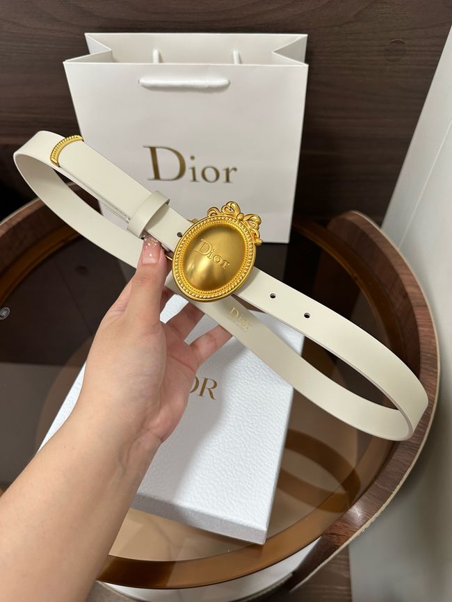 Dior Medaillon Belt Smooth Calfskin 25 MM B1022Q white