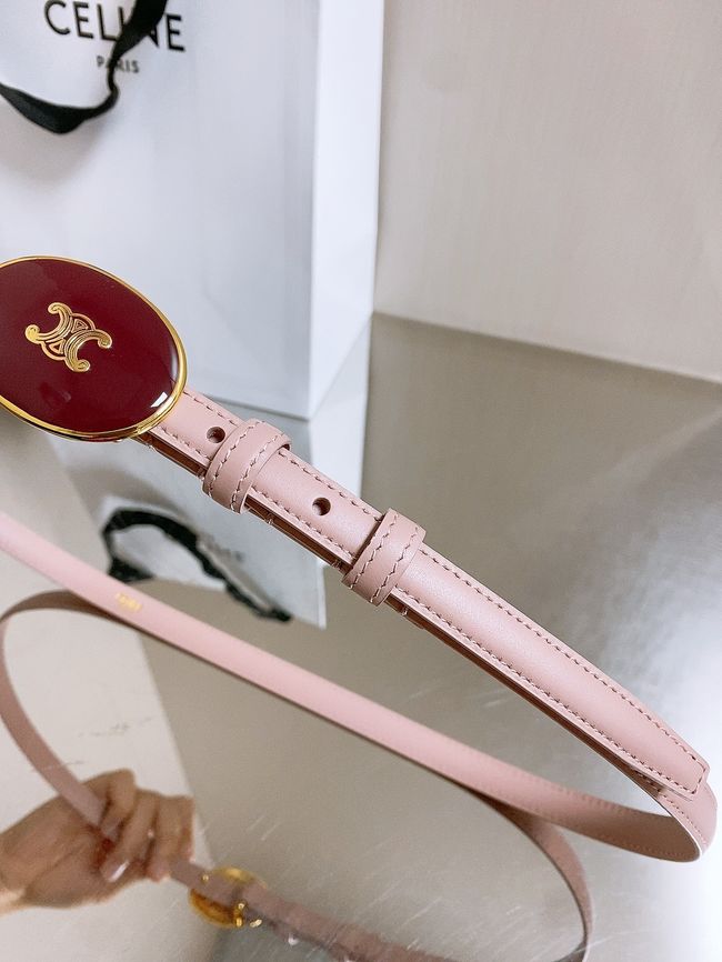 Celine ELLIPSE Belt 13 IN TAURILLON LEATHER WITH ENAMELLED BUCKLE P5706 pink