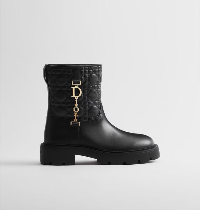 Diorly Ankle Boot Black Calfskin and Quilted Cannage Lambskin KCT291