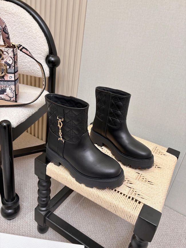 Diorly Ankle Boot Black Calfskin and Quilted Cannage Lambskin KCT291