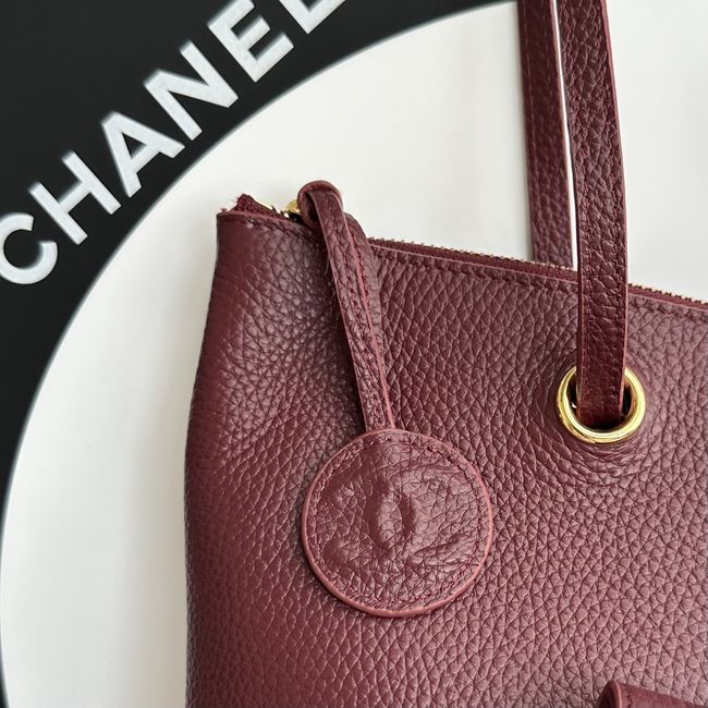 Chanel Shopping Bag Grained Calfskin AS6483 Burgundy
