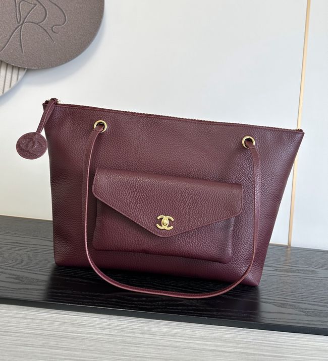 Chanel Shopping Bag Grained Calfskin AS6483 Burgundy