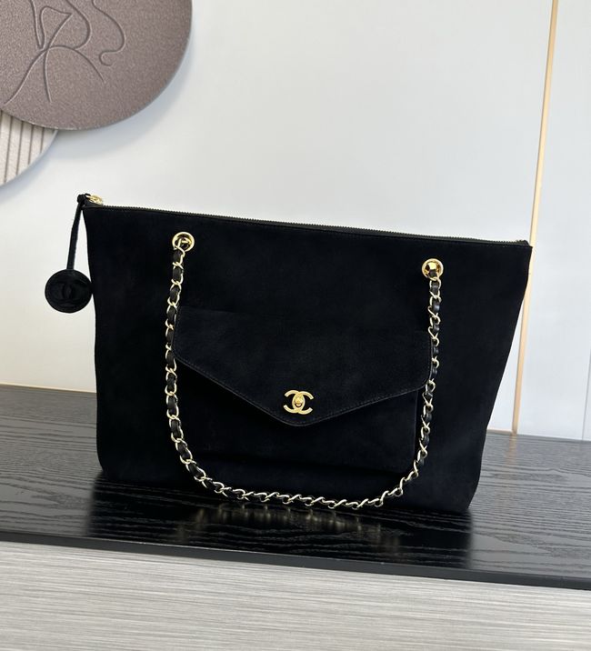 Chanel Shopping Bag Suede AS6483 black