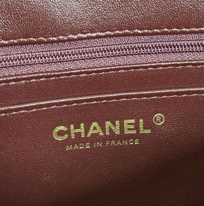 Chanel MINI FLAP BAG Crocodile Embossed 1116 Dark Burgundy&gold