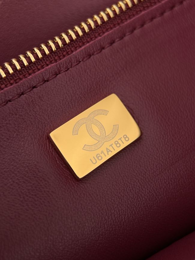 Chanel Crocodile Embossed Maxi Flapbag Calfskin AS6233 Burgundy
