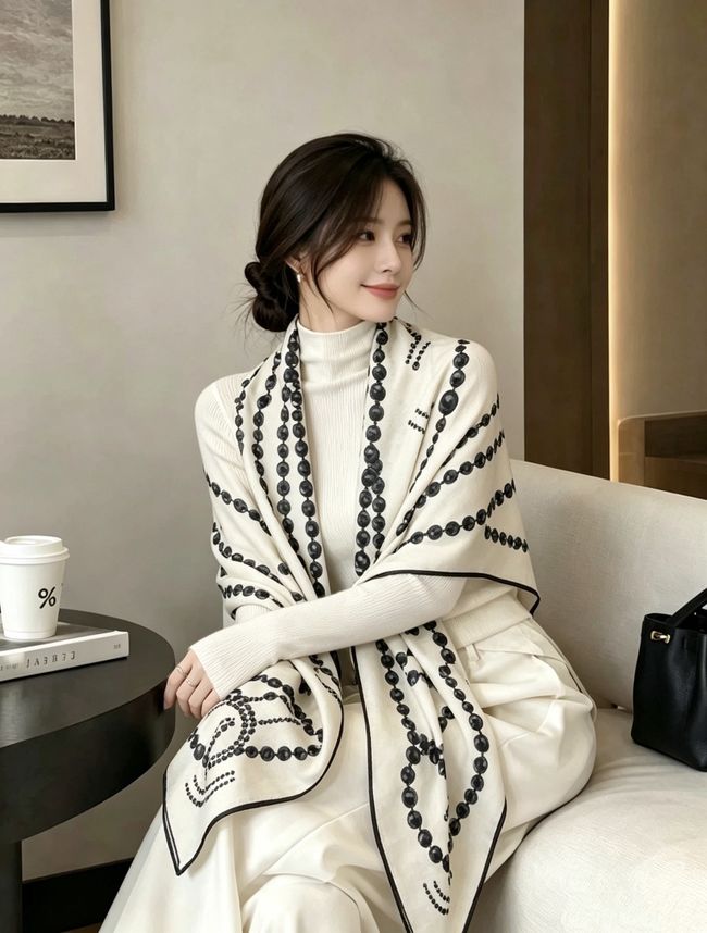 Chanel Wool and Silk Shawl AAC492-1 Chanel Wool and Silk Shawl AAC492-1