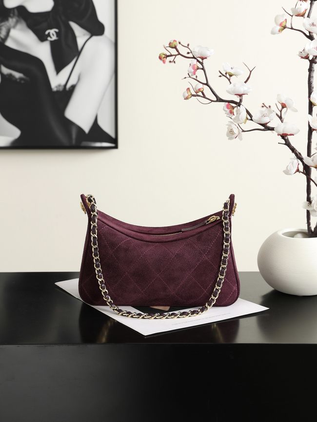 CHANEL Hobo Bag Suede AS6640 Burgundy CHANEL Hobo Bag Suede AS6640 Burgundy