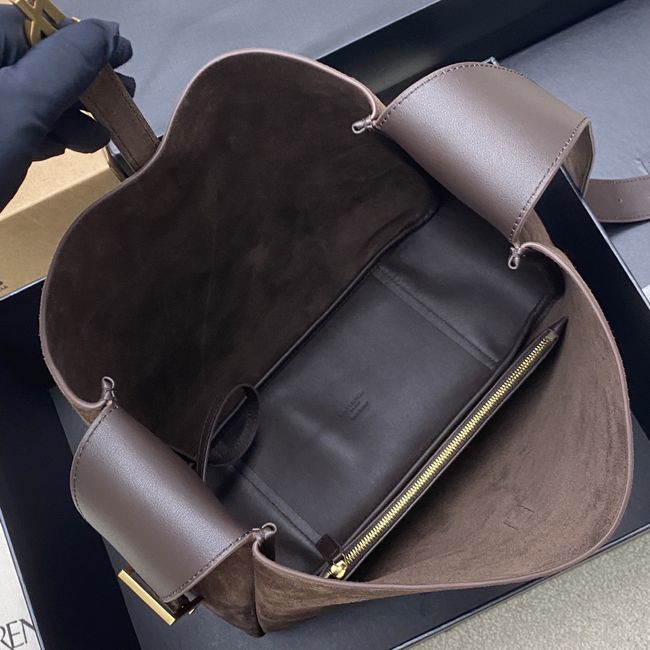 Saint Laurent LE 5 A 7 supple LARGE in suede 850545 ARABICA
