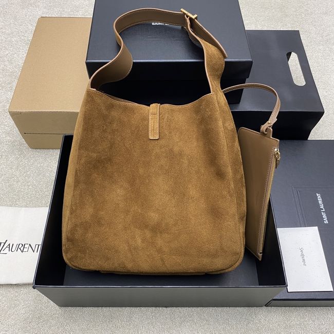 Saint Laurent LE 5 A 7 supple LARGE in suede 850545 CARAMEL COGNAC