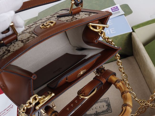 Gucci Diana embroidered small tote bag 675800 brown Gucci Diana embroidered small tote bag 675800 brown