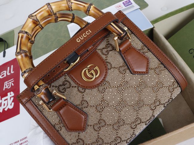 Gucci Diana embroidered small tote bag 675800 brown Gucci Diana embroidered small tote bag 675800 brown