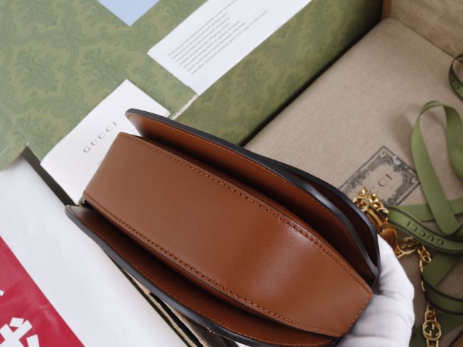 Gucci embroidered small tote bag 735116 brown
