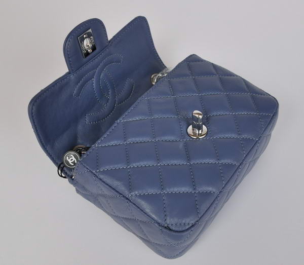 Cheap Chanel Classic mini Flap Bag 1115 Blue Sheepskin Silver Hardware Cheap Chanel Classic mini Flap Bag 1115 Blue Sheepskin Silver Hardware