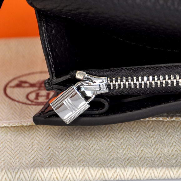 Hermes Kelly Wallet Togo Leather Bi-Fold Purse A708 Black Hermes Kelly Wallet Togo Leather Bi-Fold Purse A708 Black