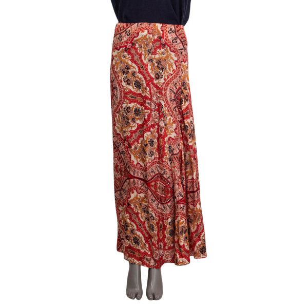 Etro Paisley Print Crepe Maxi Skirt Red