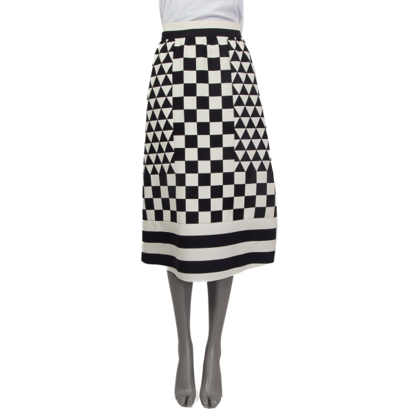 Valentino Geometric Checkerboard-Print Midi Skirt