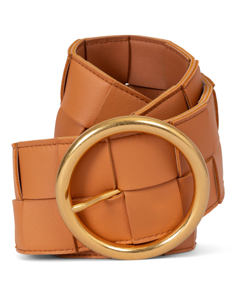 Bottega Veneta Maxi Intrecciato Waist Belt Camel Nappa 75