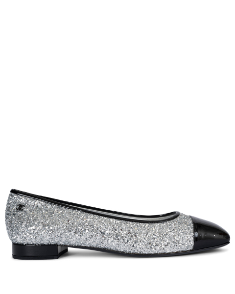 Chanel 2017 Glitter & Patent Loafers Silver/Black 41C