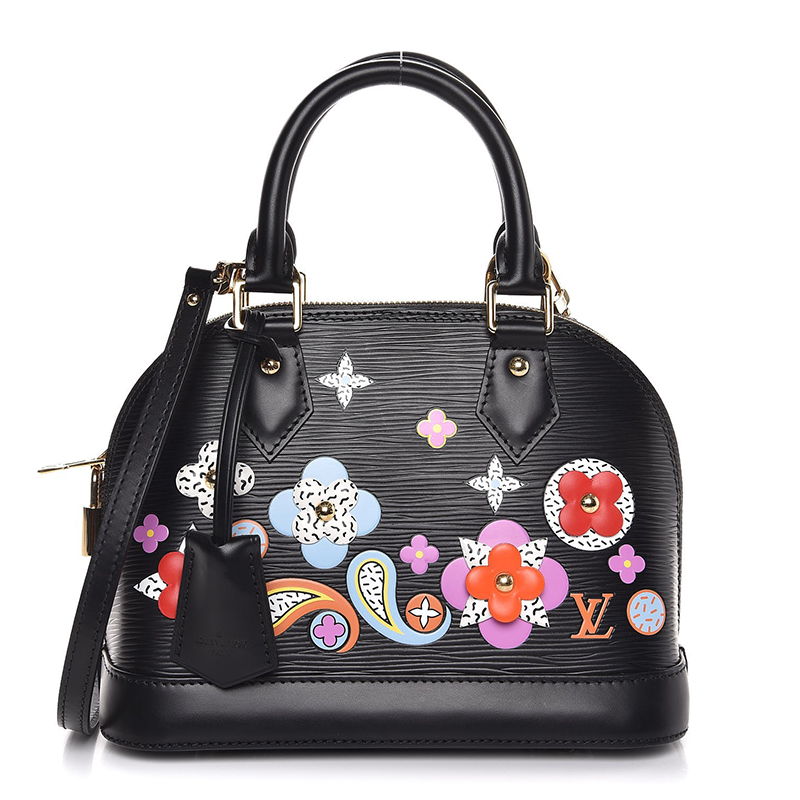 Louis Vuitton Black Epi Blooming Flowers Alma BB