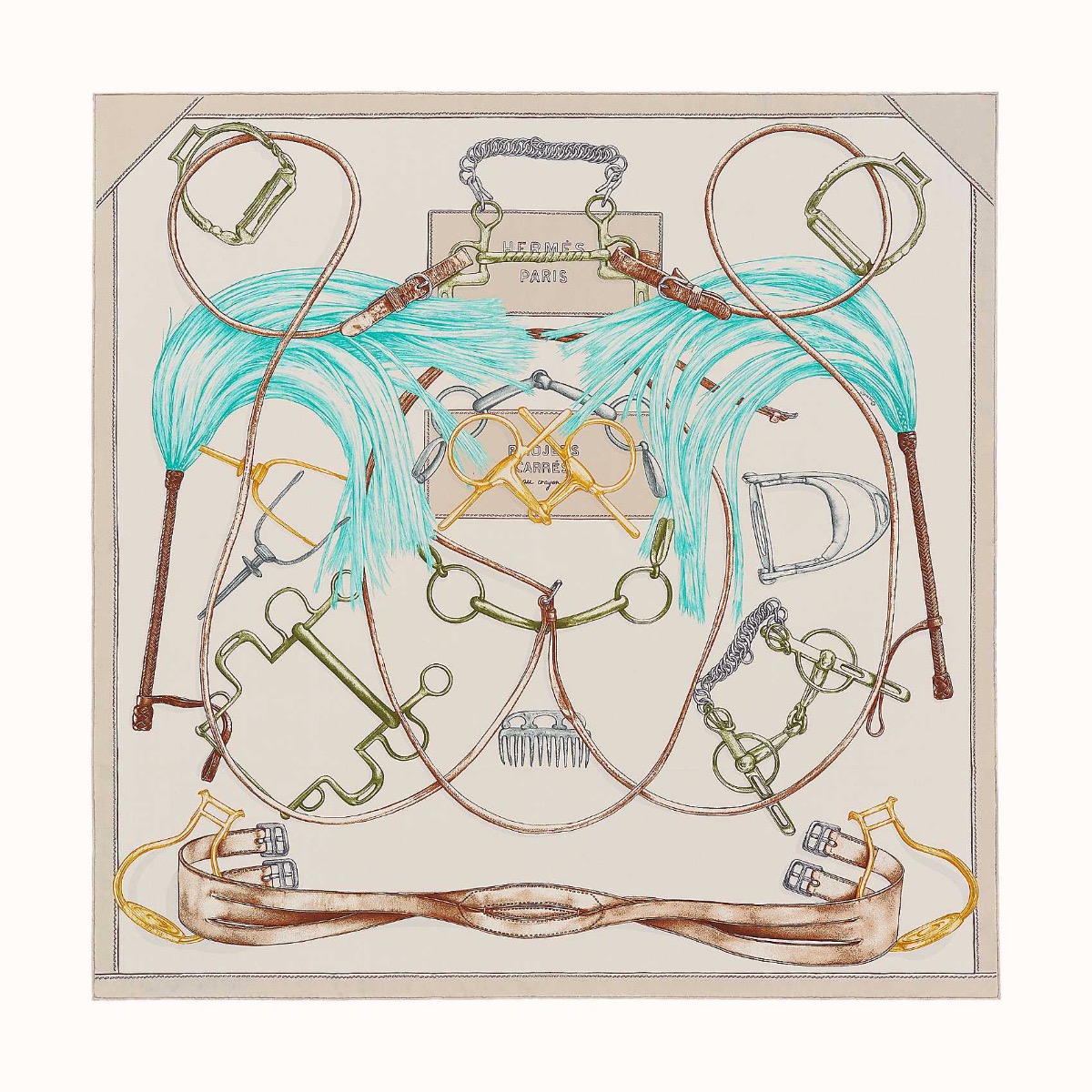 Hermes Scarf Projets Carres au Crayon Henri d'Origny